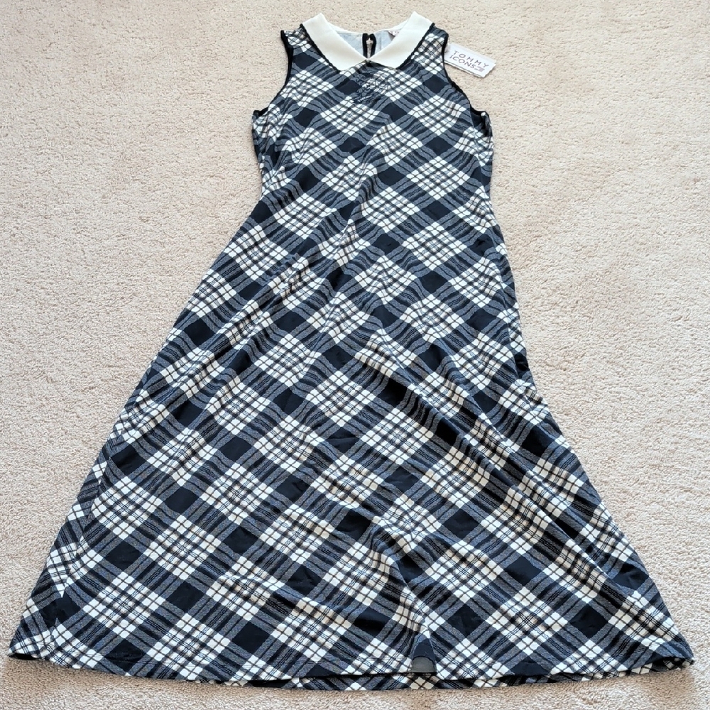 NWT Tommy Icons Tommy Hilfiger Plaid Midi Polo Dress Size L